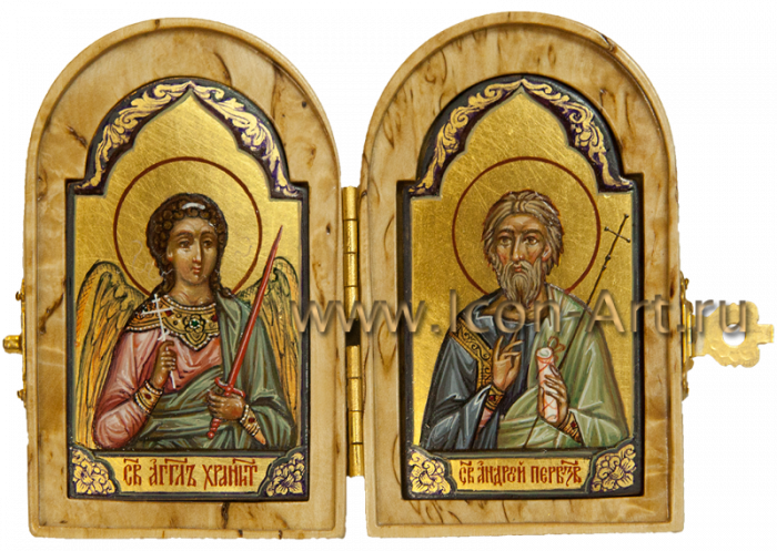 Фото: Складень: Святой Ангел Хранитель и святой апостол Андрей Первозванный