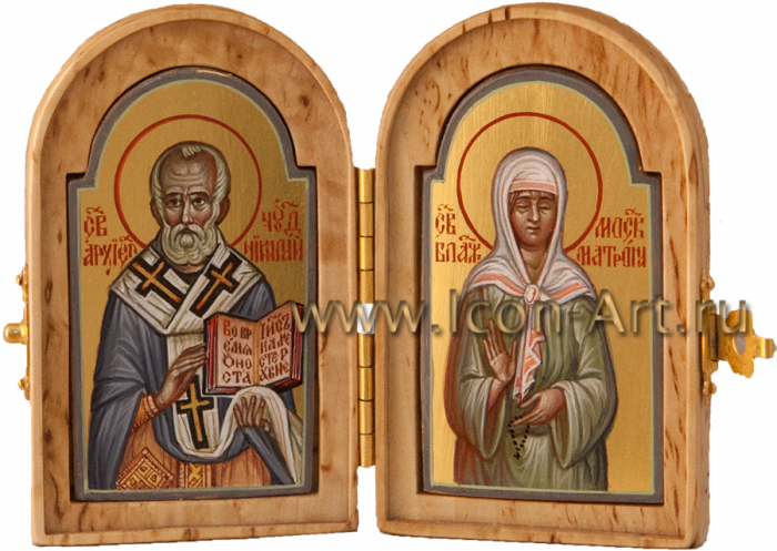 Фото: Складень: Святитель Николай Мирдикийский и святая блаженная Матрона Московская