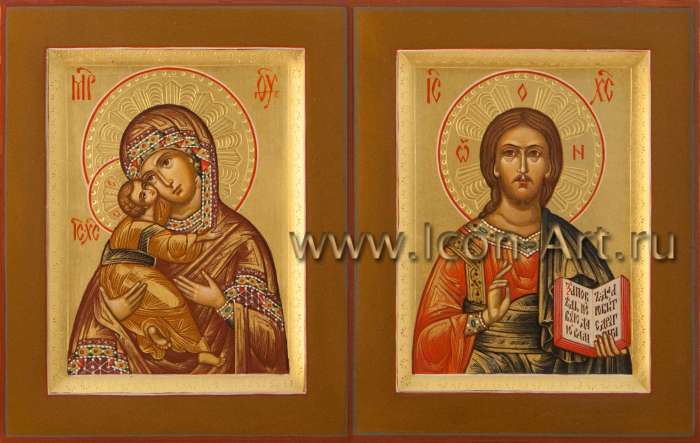 Фото: Венчальная пара с иконой Пресвятой Богородицы «Владимирская»