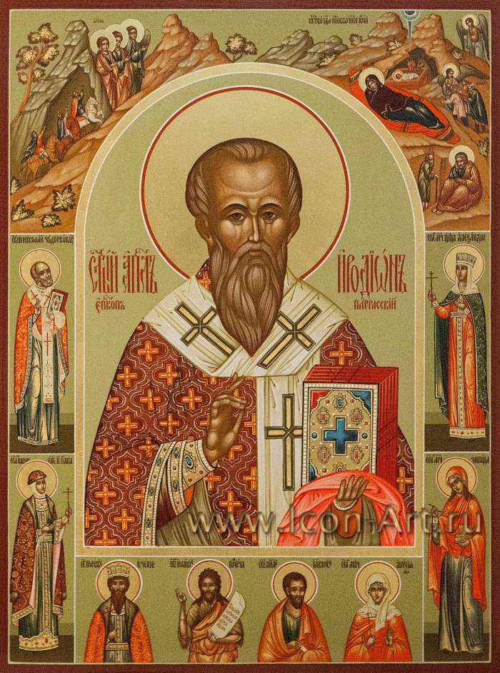 Фото: Святой апостол Иродион, епископ Патрасский с избранными святыми