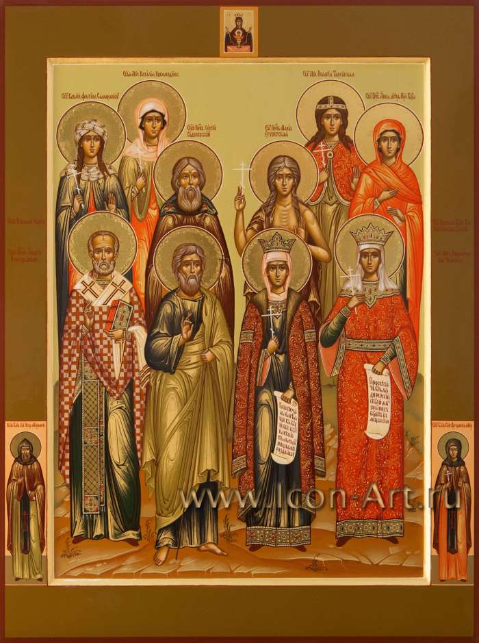 Фото: Семейная икона, святые: мц. Фотина, мц. Людмила, мц. Пелагия, прав. Анна, прп. Сергий, прп. Мария, свт. Николай, ап. Андрей, вел.кн. Ольга, мц. Людмила