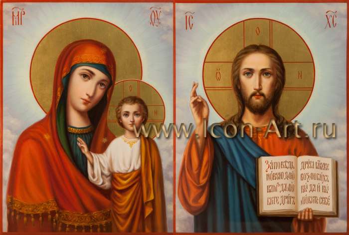 Фото: Венчальная пара с иконой Пресвятой Богородицы «Казанская»