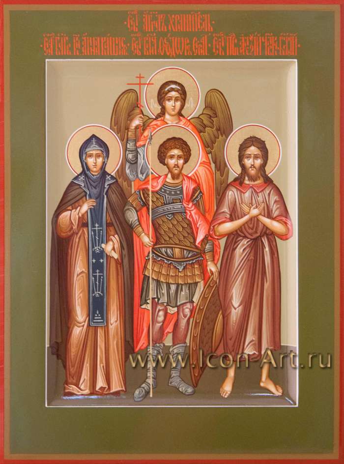 Фото: Семейная икона: святые: Ангел Хранитель, прп.Анна Кашинская, вмч. Феодор Стратилат, прп. Алексий, человек Божий.   