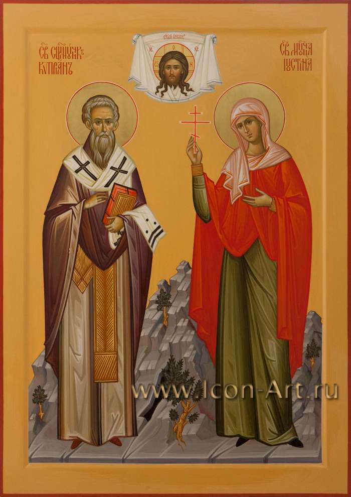 Фото: Святые священномученик Киприан и мученица Иустина
