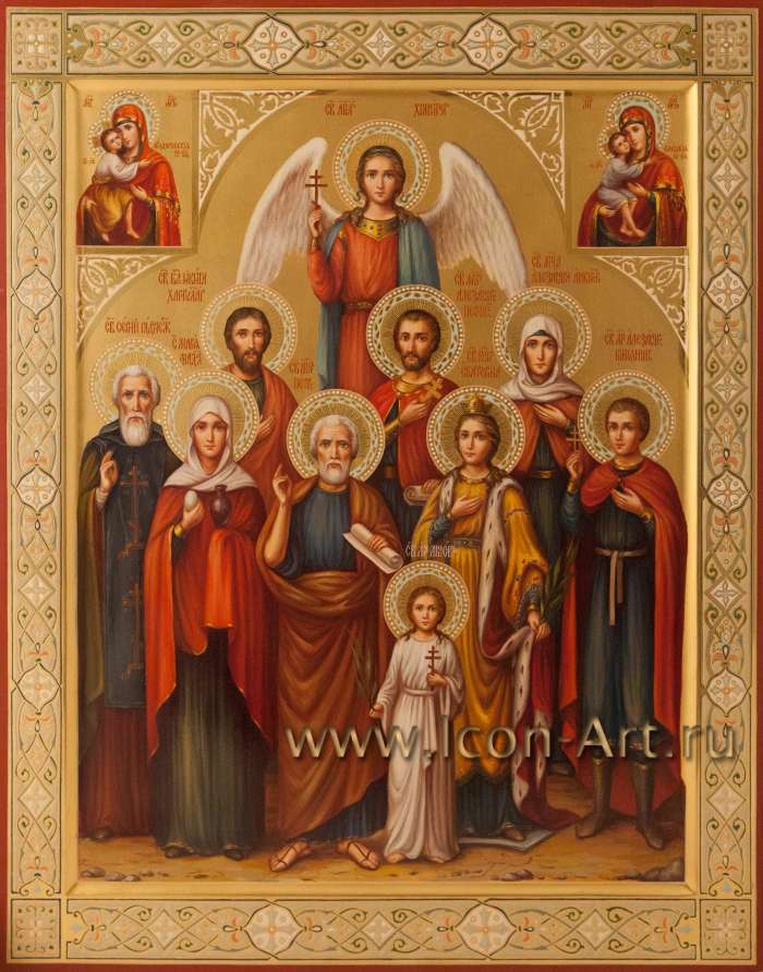 Фото: Семейная икона: прп. Сергий, блаж. Никита Хартуларий,мч. Александр Пергийский, мц. Александра, равноап. Мария Магдалина, ап. Петр, вмц. Екатерина, мч. Александр Римлянин, мц. Любовь