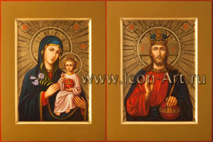 Фото: Венчальная пара с иконой Богородицы «Неувядаемый Цвет»