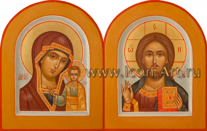 Фото: Венчальная пара с иконой Богородицы «Казанская»