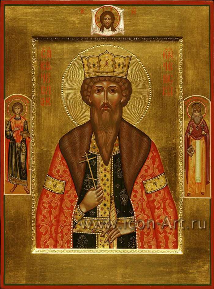 Фото: Святой Вячеслав князь Чешский. На полях иконы: святой великомуч. Пантелеимон и святой Лука Крымский.