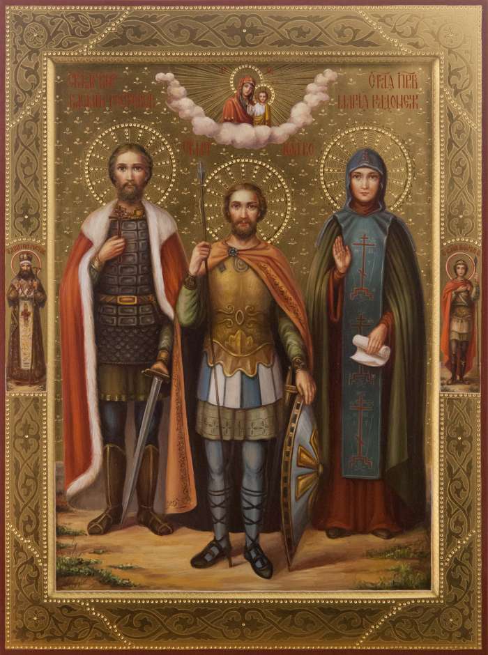 Фото: Семейная икона: свт. бл. кн. Александр Неский, мч. Иоанн Воин, прп, Мария Радонежская