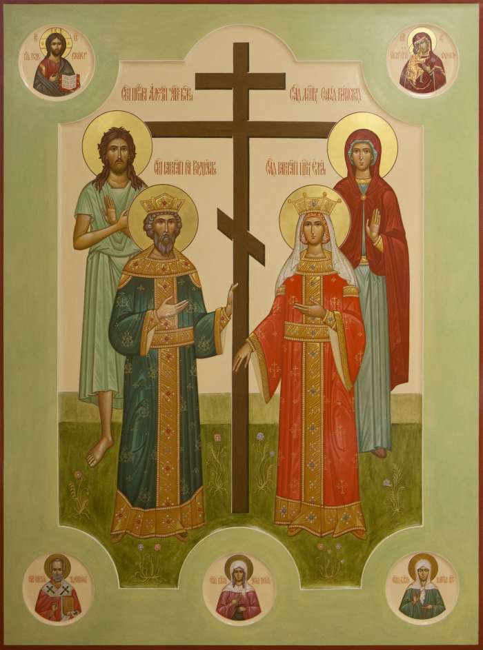 Фото: Икона избранных святых: прп. Алексий человек Божий, равноап. Константин Великий, равноап. царица Елена, мц. София Римская