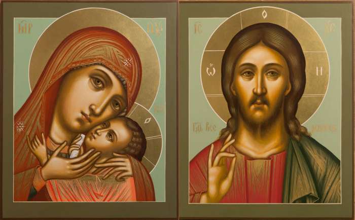 Фото: Венчальная пара с иконой Пресвятой Богородицы «Корсунская»