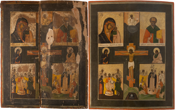 Фото: Четырехчастная икона «Распятие Господа нашего Иисуса Христа»