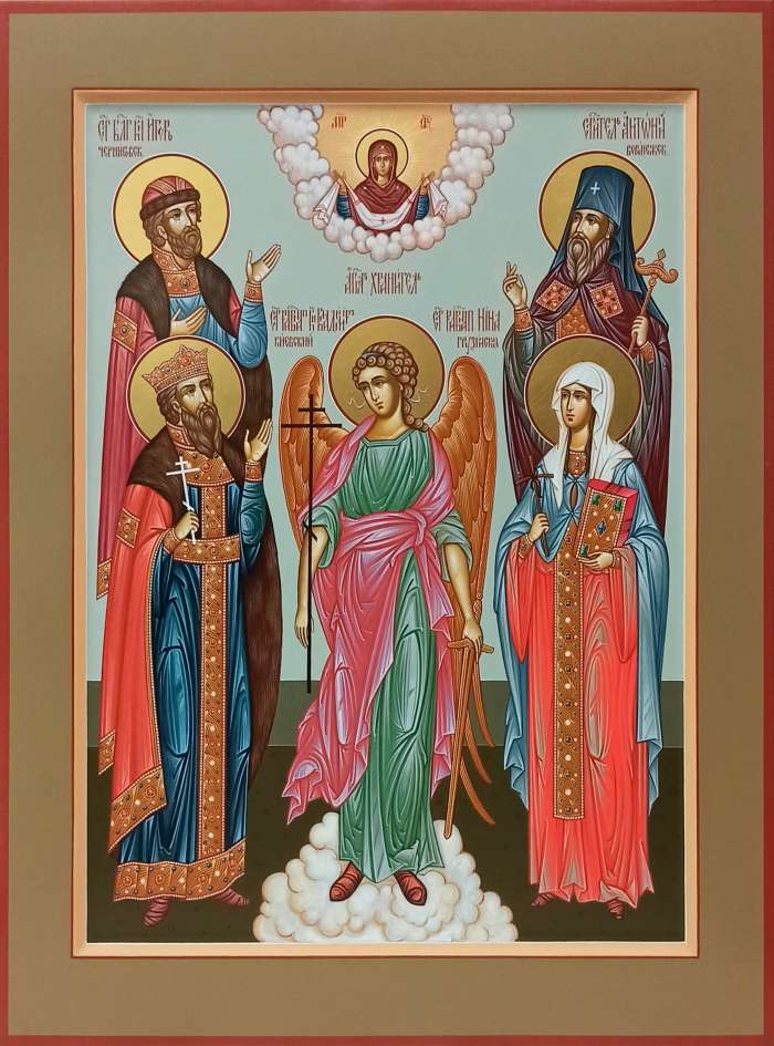 Фото: Семейная икона: вл.кн.Игорь Черниговский, вл.кн. Владимир, прав. Нина, свт. Антоний Воронежский