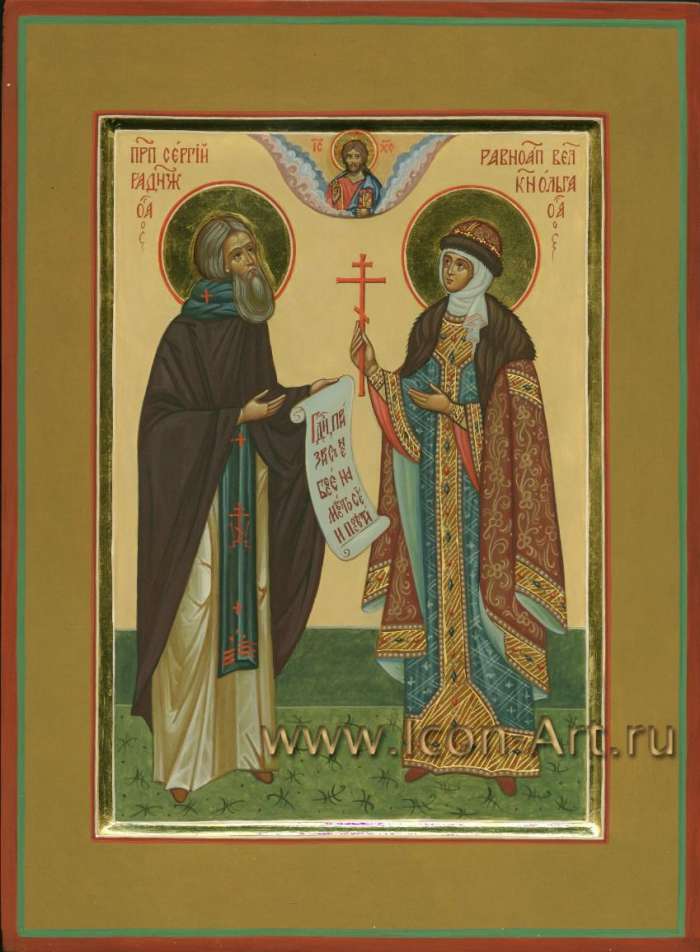 Фото: Семейная икона. Святой прп. Сергий Радонежский и святая равноап. княгиня Ольга