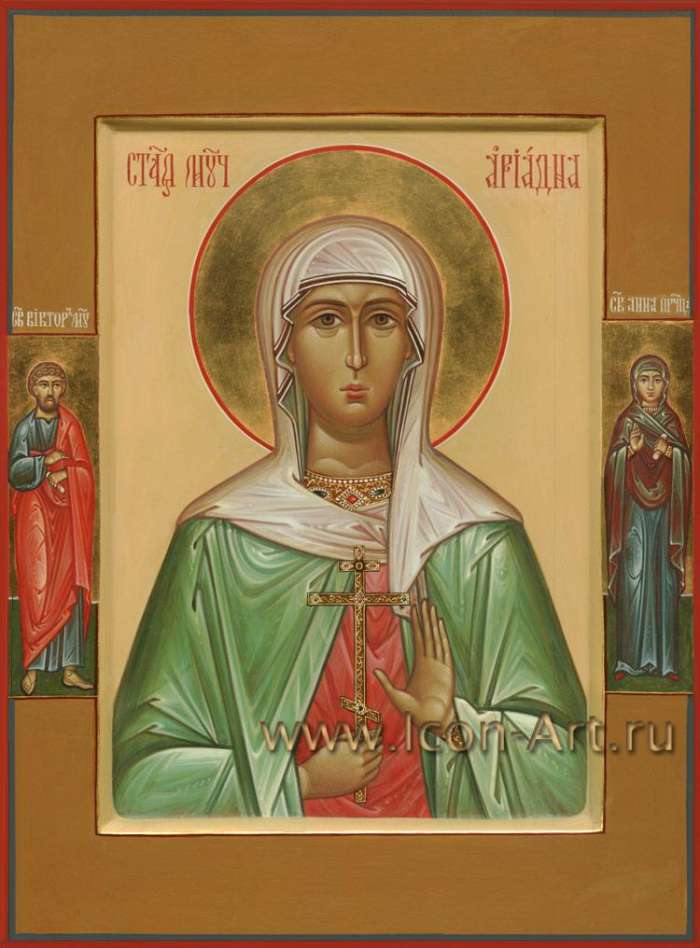 Фото: Святая муч. Ариадна Промисская (Фригийская). На полях: святой мч. Виктор и святая Анна пророчица