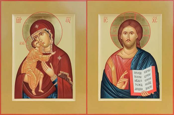 Фото: Венчальная пара с Феодоровской иконой Богороидцы