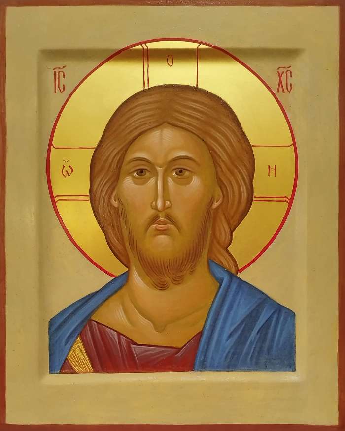 Икона Иисуса Христа Вседержителя с позолотой, темперное письмо