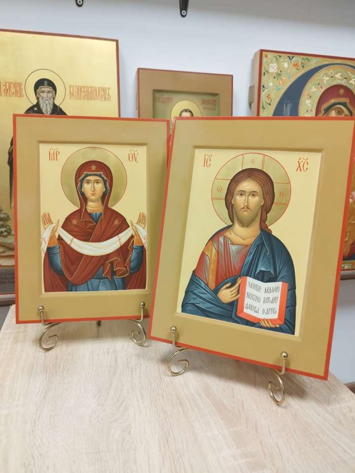 Фото: Венчальные иконы с Пресвятой Богородицей Покров и Господь Вседержитель