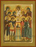 Семейная икона. Святой прп. Антоний, святая прп. Мария, святой прп. Харитон Исповедник, святой прп. Кирилл, святой мч. Александр, святая Елена Сербская, святой прп. Иродион, святой блгв. князь Вячеслав Чешский,  святой прп. Харитон Сянжемск