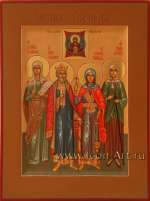Семейная икона. Святая Галина Коринфская, Святой князь Владимир, Святая Татиана, Святая Ксения Петербургская