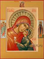 Святая праведная Анна, на полях: Пресвятая Богородица «Корсунская», Ангел Хранитель, прп. Сергий Радонежский