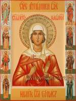 Святая мученица Мария Кесарийская, на полях: Ангел Хранитель, ст. Иоанн Предтеча,свт. Лука Крымский, вмч. Пантелеймон, ст. Косьма и Дамиан, прп. Серафим и блаж. Матрона 