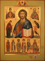 Семейная икона: Господь Вседержитель с избранными святыми