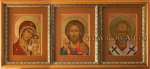 Триптих: Пресвятая Богородица «Казанская», Господь Вседержитель и святитель Николай Мирликийский
