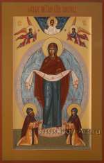 Покров Пресвятой Богородицы с препадающими святыми Петром и Февронией Муромскими