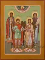 Семейная икона, святые: Александр Невский, Арх. Михаил, Ангел Хранитель, Анна Пророчица 