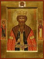 Святой Вячеслав князь Чешский. На полях иконы: святой великомуч. Пантелеимон и святой Лука Крымский.