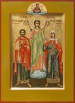 Семейная икона: мч. Андрей Хиосский, мц.Татиана, Ангел Хранитель