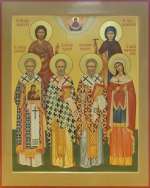 Семейная икона: прп. Андрей Египетский, прп. Елисавета Конст., свт. Никита Халкидонский, свт. Николай Чудотворец, свт. Артемий Солунский, вмц. Маргарита