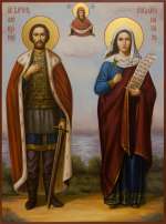 Семейная икона: ст.бл.кн. Александр Невский и мц. Наталия