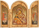 Складень: Пресвятая Богородица Владимирская, вл.кн. Александр Невский и кн. Людмила Чешская 
