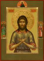 Святой Алексий человек Божий. На полях иконы:  святой Ангел Хранитель и святой Иона Архиепископ Новгородский