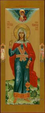 Святая мц. Татиана Римская. На полях: святой Ангел Хранитель и святой Николай Чудотворец