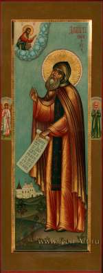 Святой прп. Даниил Московский. На полях иконы: святой Ангел Хранитель и святая Матрона Московская