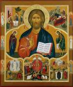 Семейная икона с Праздниками и Христом Вседержителем