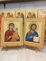 Венчальные иконы образ Пресвятой Богородицы Тихвинская и Господь Вседержитель