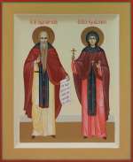 Семейная икона: прп. Евфимий Великий и прпмц. Евдокия Илиопольская