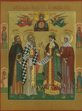 Семейная икона. На ней изображенны: святой кн. Игорь, святой Артемон (Артемий) Солунский (Селевский), святая равноап. княгиня Ольга,  святая мц. Наталия. На полях иконы: святой Виктор Дамасский, святая мц. Татиана, святой Василий блж., свят