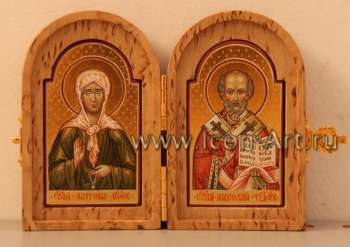 Складень. Святой Николай Чудотворец и Святая Матрона Московская