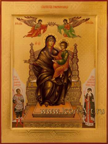 Икона Пресвятой Богородицы «Домостроительница». Святой Димитрий Солунский и святая равноапостольная Ольга