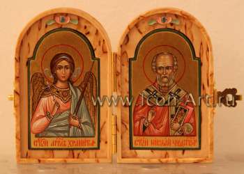 Складень: Ангел Хранитель и Николай Чудотворец