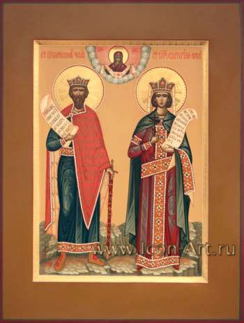 Семейная икона. Покров Богородицы, святые: Благоверный князь Вячеслав Чешский и вмц. Екатерина Александрийская