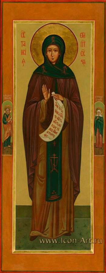 Мерная икона. Святая Таисия Египетская со святыми: Андреем Первозванным и Ириной Египетской