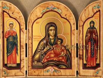 Складень: Св. Анастасия Александрийская, Богородица «Козельщанская», св. мц. Любовь