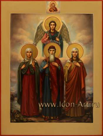 Семейная икона: Ангел Хранитель, мц. Ирина Коринфская, благ. кн. Владимир, мц. Татиана Римская