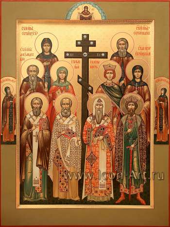 Семейная икона, Покров Пресвятой Богородицы и святые: прп. Сергий Шухтомский, прп. Сергий Рад., прп. Александр Конст, мц. Татиана Рим., царица Елена Конст., прп. Евгения, свт. Григорий Б., свт. Анатолий Конст., свт. Алексий М., кн. Владимир